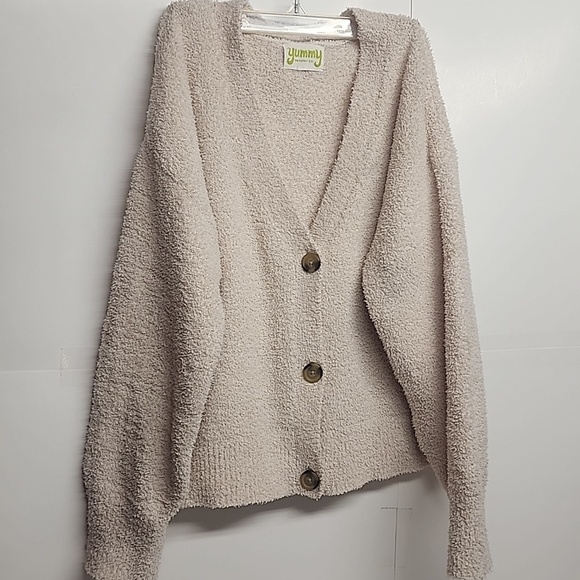 Yummy sweaters Sweaters - Cozy Comfy Cream Cardigan by Yummy Sweaters.  V-neck Button-Down Long Sleeve.